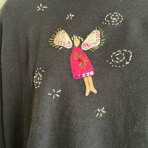 Black and green beaded sweater.  Really cute for the holidays.